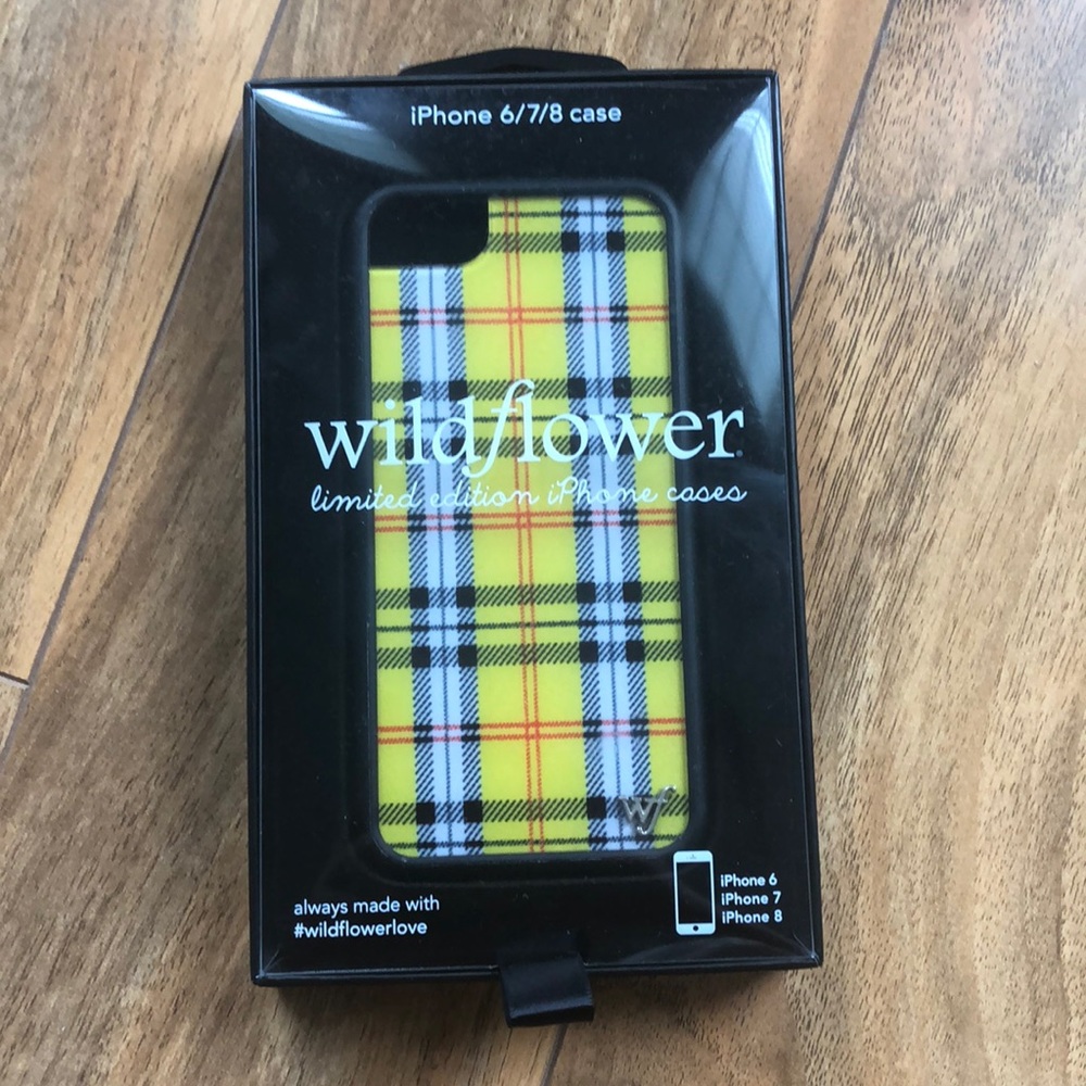💛🖤Wildflower iPhone 6/7/8 Yellow Plaid Case